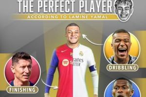 亚马尔评本赛季欧冠最强球员：姆巴佩盘带、莱万终结、京多安传球